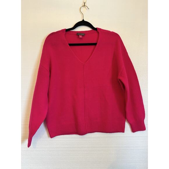 Vince Camuto Pink Pullover Oversized Knit Sweater SZ S Cozy Essential V Neck - Picture 6 of 6